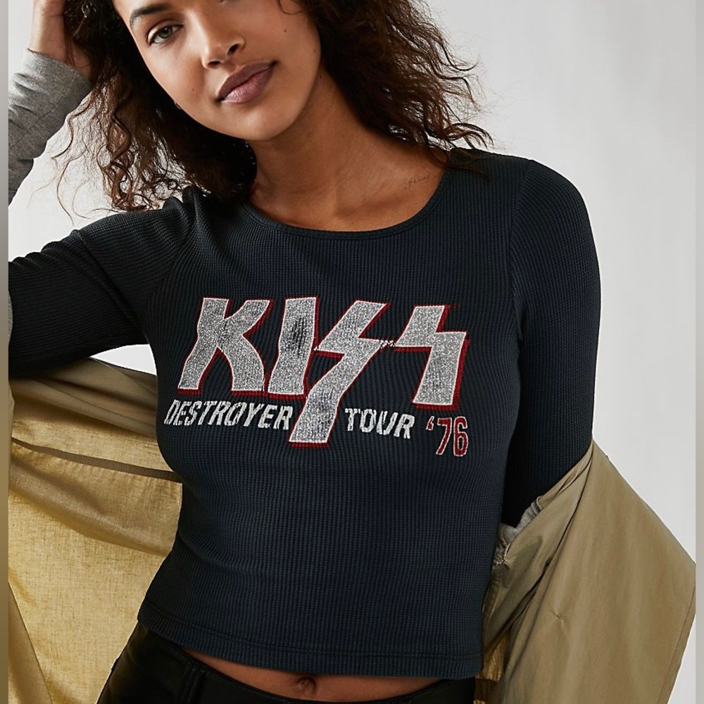 Free People band tee. “Kiss Destroyer Tour Long Sleeve Thermal”